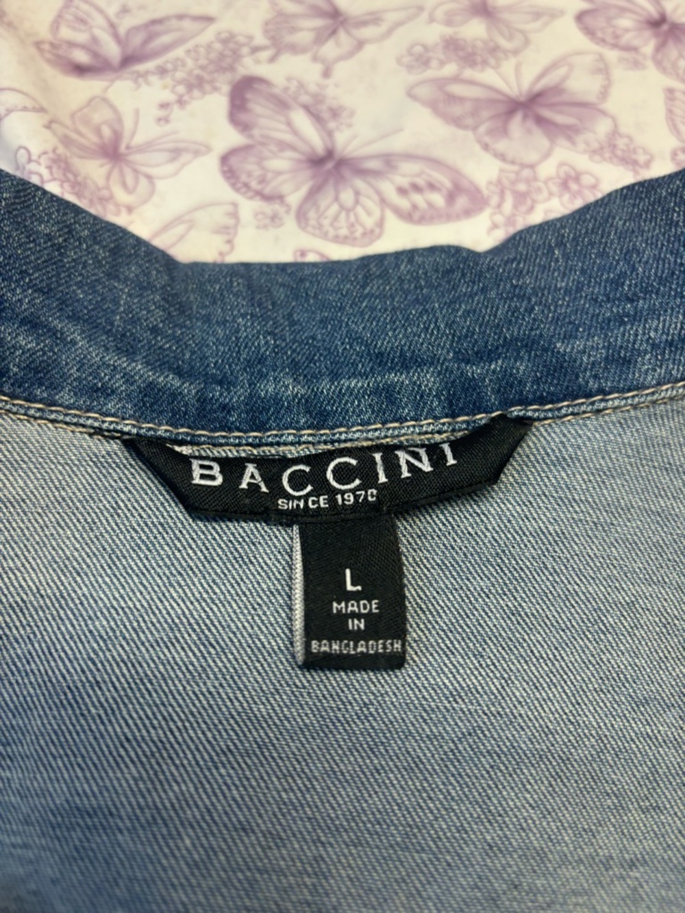 🌈Baccini Denim Jacket with Pearl Studs - Picture 2 of 2